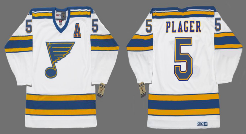 2019 Men St.Louis Blues 5 Plager white style #2 CCM NHL jerseys